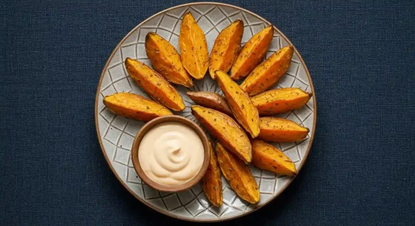 Sweet Potato Wedges Garlic Pitta